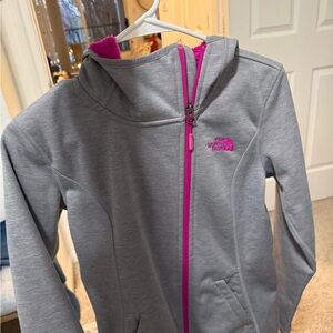 The North Face Gray and Pink Hooded Sweatshirt